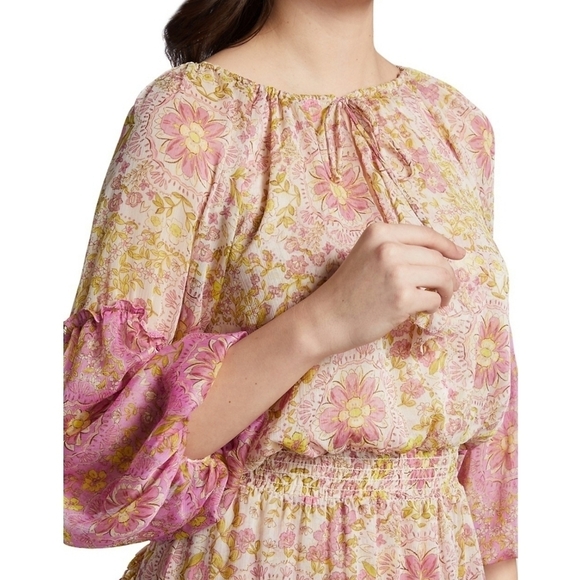 Misa Los Angeles Viviana Mini Dress Floral Medallion Mix Ruffle Print Mini Dress - Picture 9 of 16